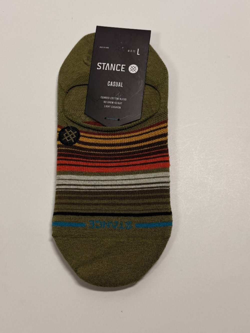 NWT Stance No-Show Casual Socks - Large - Olive Striped